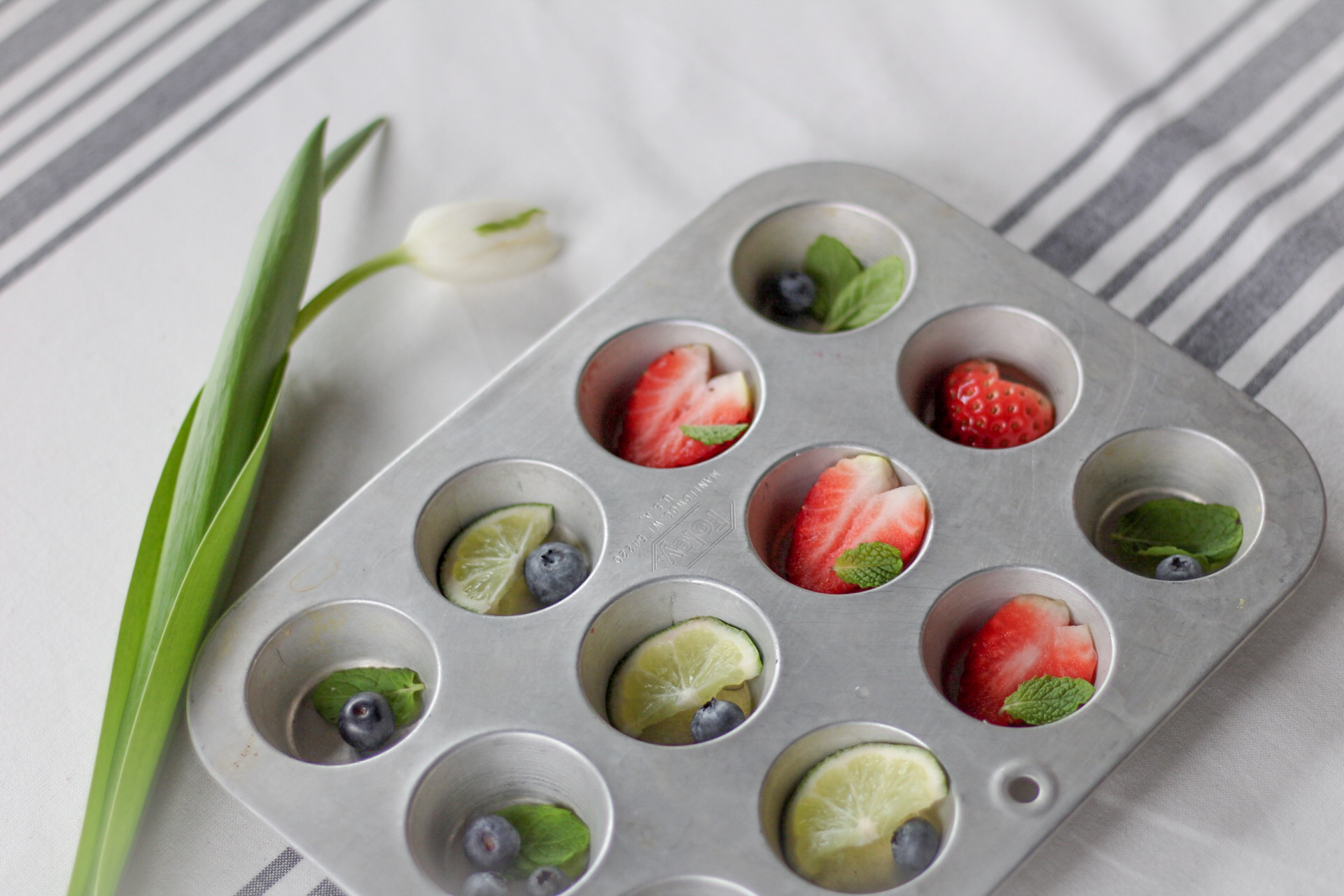 tiny muffin tin fruit ice cubes